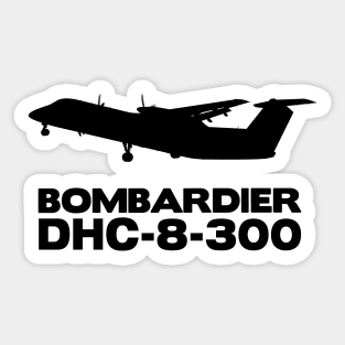 Bombardier Dash 8-300 Silhouette Print (Black) Sticker